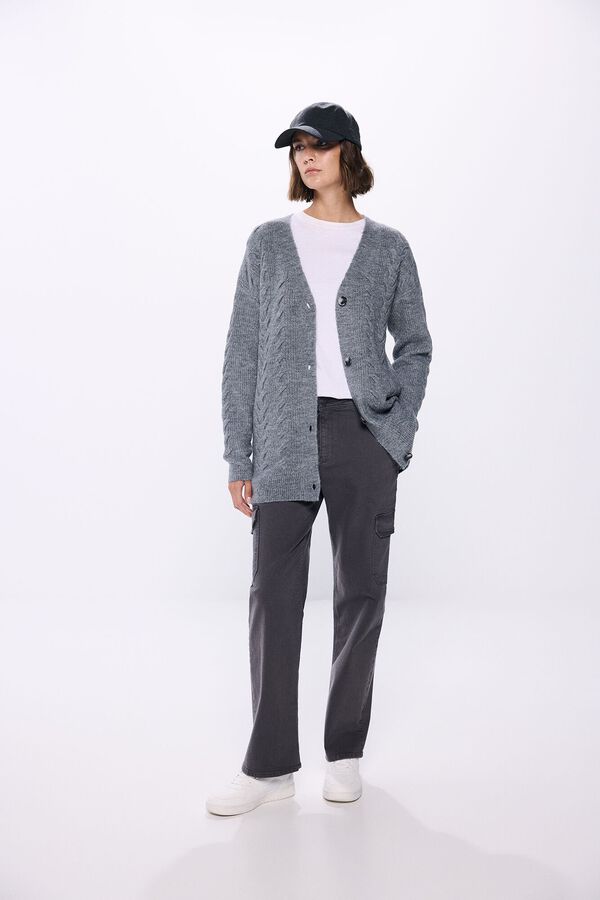 Springfield Cárdigan cable knit gris