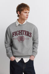 Springfield Cuello redondo ajustado sudadera con parches gris