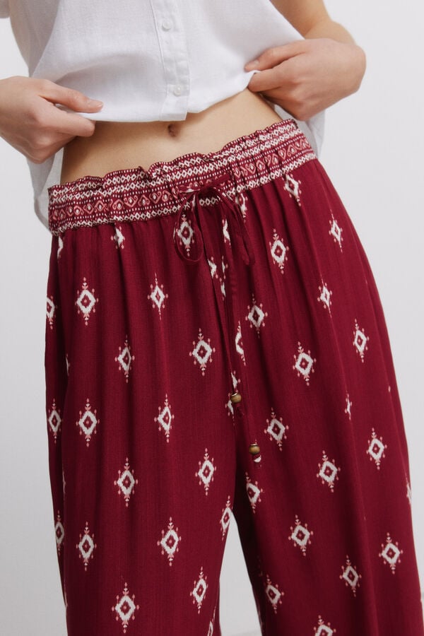 Springfield Pantal&oacute;n estampado r&uacute;stico con cord&oacute;n p&uacute;rpura