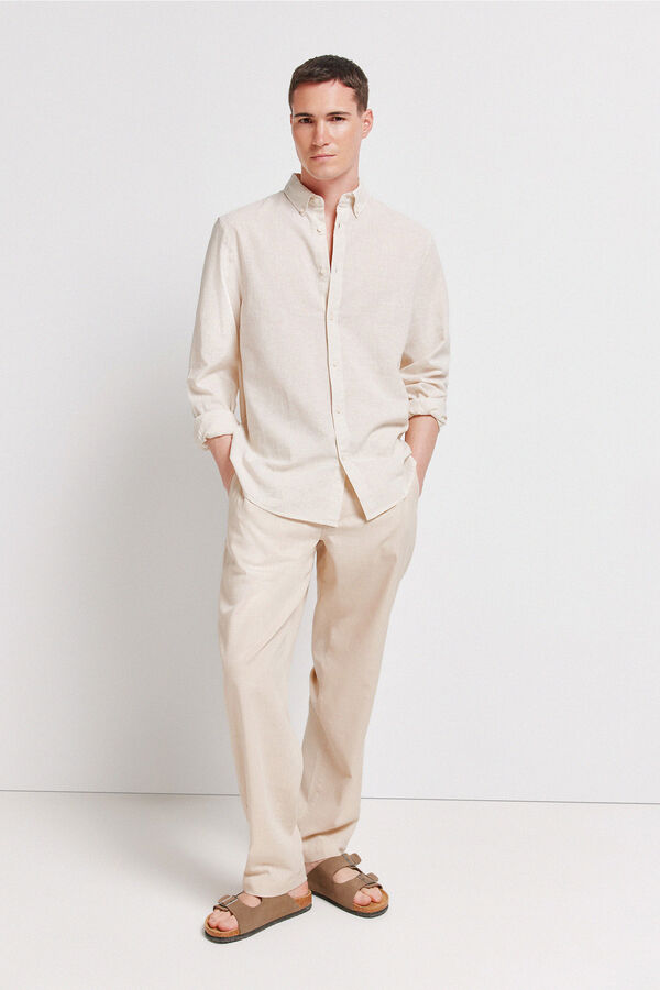 Springfield Camisa lino beige