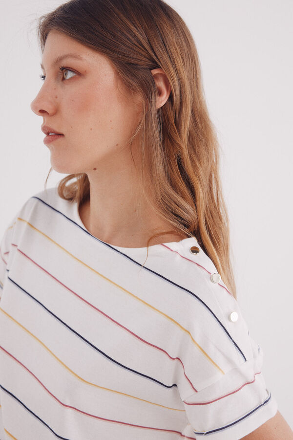 Springfield Playera manga vuelta botones hombro beige