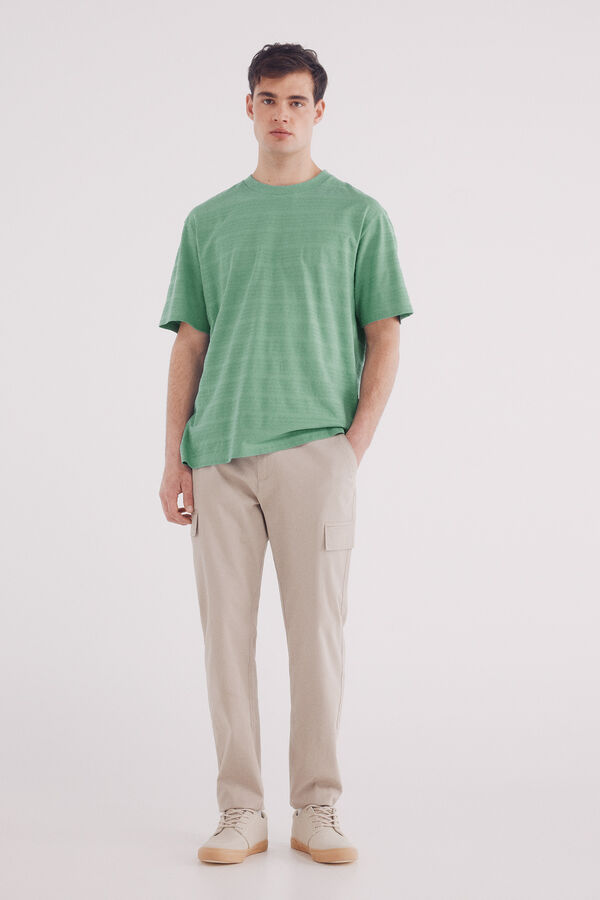Springfield Playera raya piqué verde