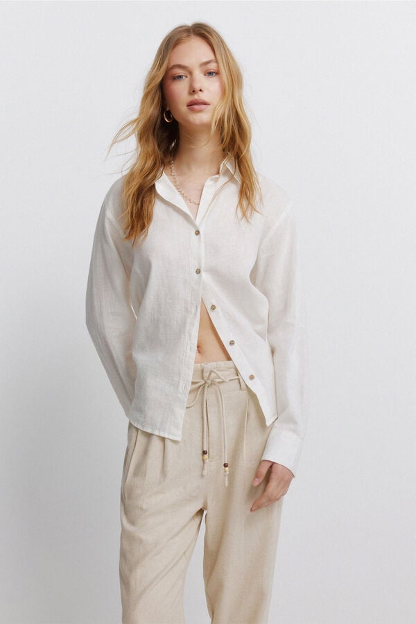 Springfield Pantalones de lino caf&eacute;