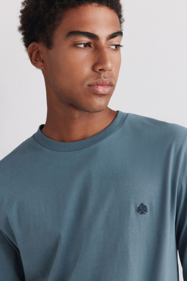 Springfield Camisa b&aacute;sica de manga larga suave azul