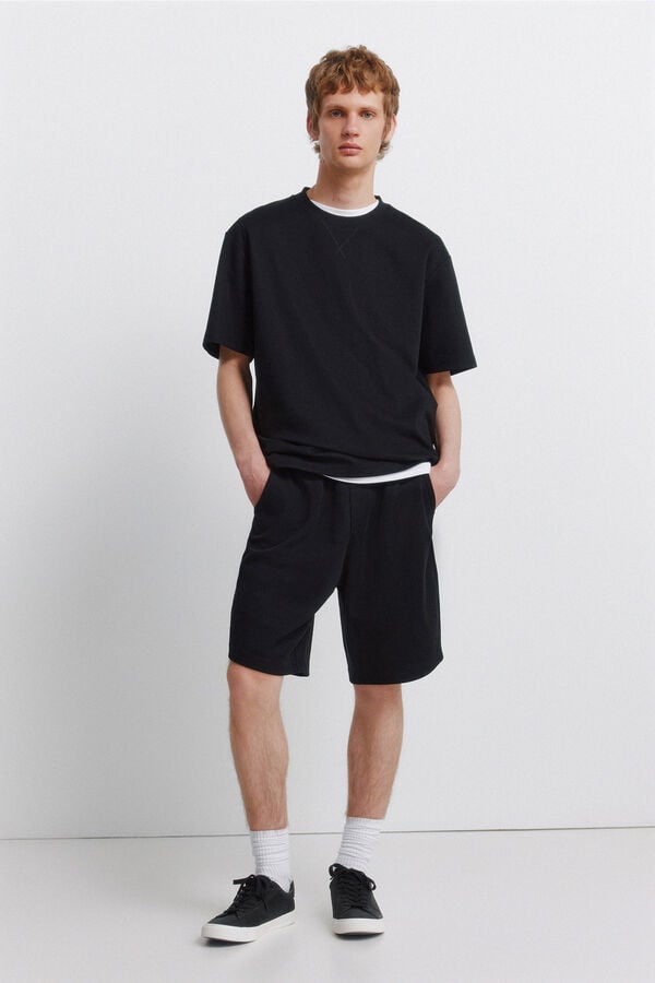 Springfield Playera de tela waffle negro