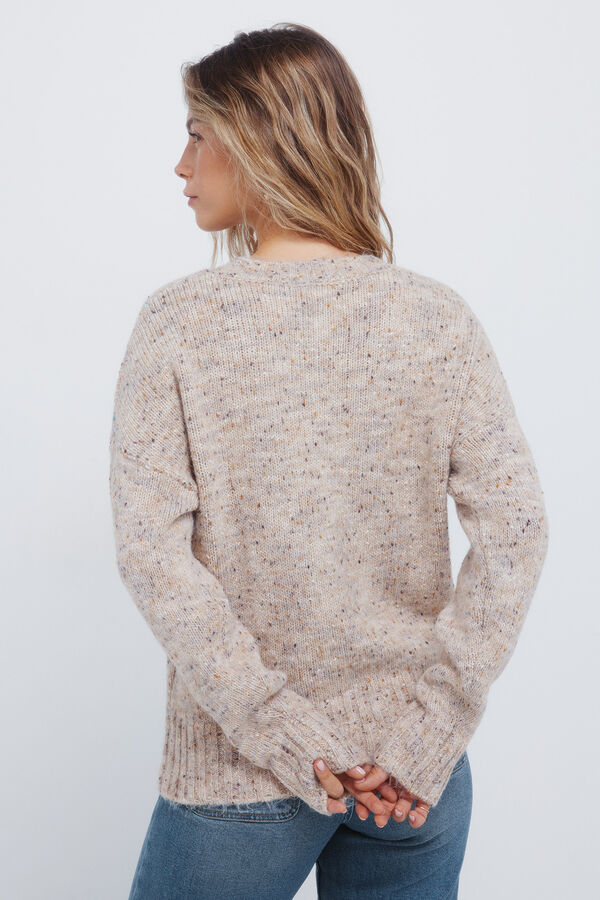 Springfield Jersey con estampado de diamantes jaspeados caf&eacute;