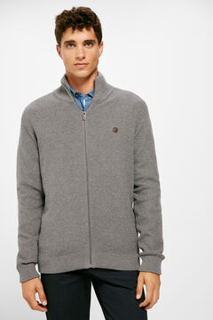Springfield Cardigan cremallera estructura fantasía gris oscuro