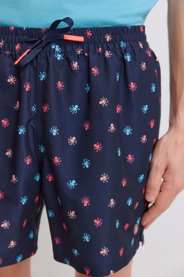 Springfield Traje de ba&ntilde;o estampado de pulpos azulado