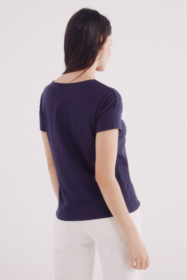 Springfield Playera lisa manga vuelta botones hombro marino