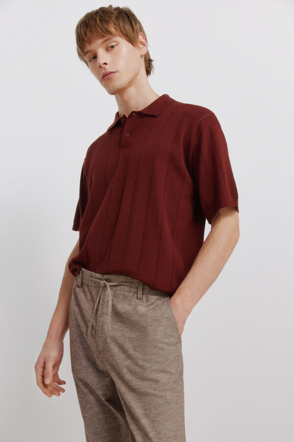 Springfield Pantal&oacute;n chino comfort fit de lino caf&eacute;