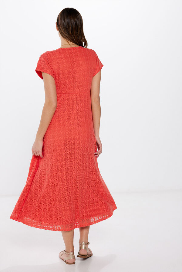 Springfield Vestido midi túnica crochet naranja