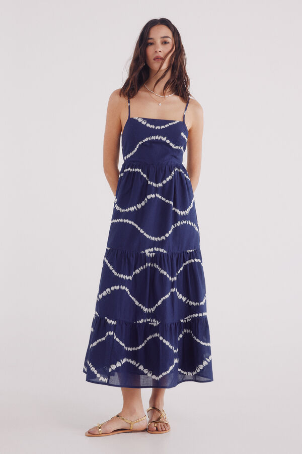 Springfield Vestido midi estampado espalda abierta azulado