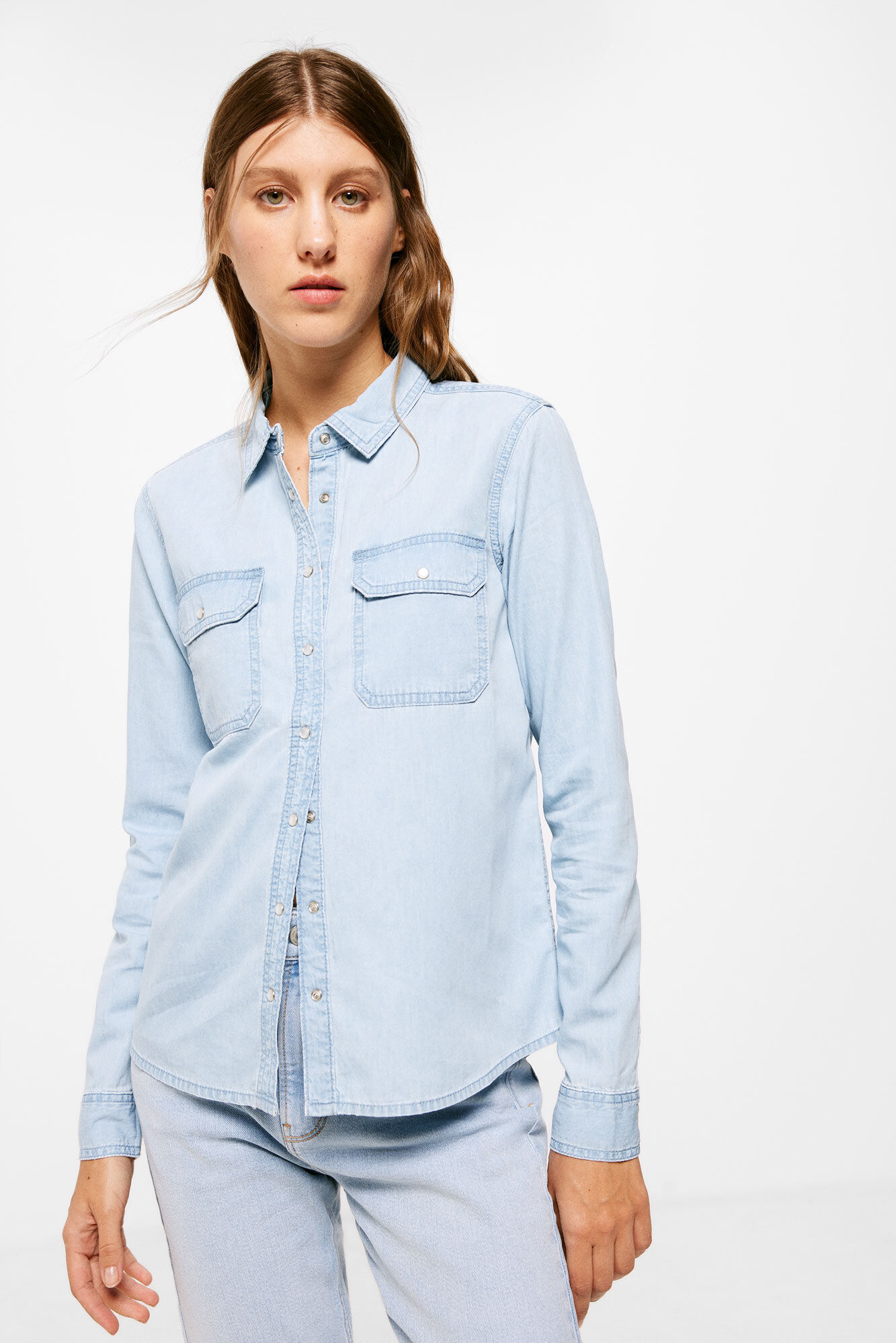 Blusa denim bolsillos sobre Blusas de mujer WomenSecret MX