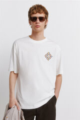 Springfield Playera de rombos a rayas marfil