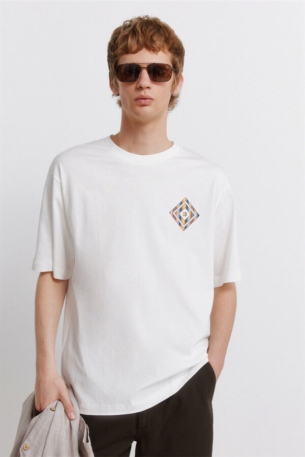 Springfield Playera de rombos a rayas marfil