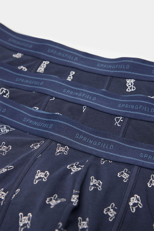 Springfield Pack 3 boxers algodón azul estampado perros azul