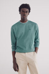 Springfield Playera manga larga microraya doble verde