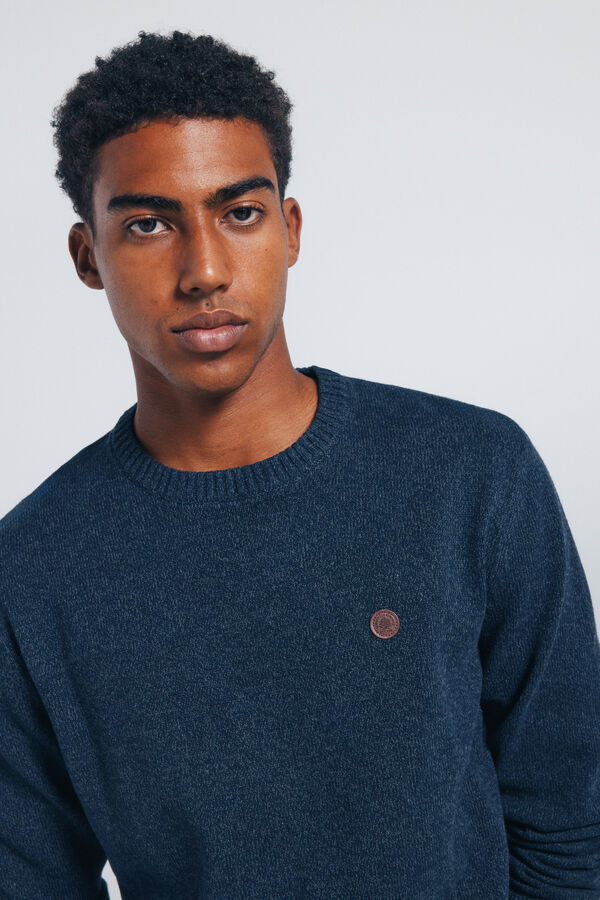 Springfield Jersey trenzado de fantasía liso azul