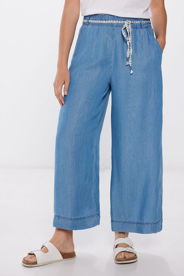 Springfield Pantalón culotte tencel azul medio