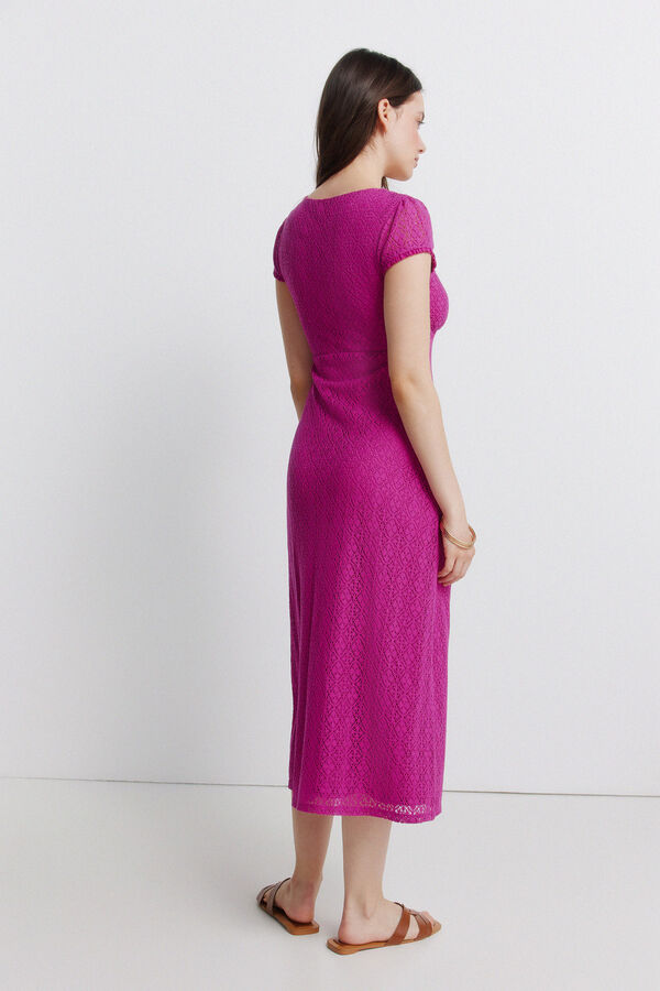 Springfield Vestido midi de crochet con botones fucsia