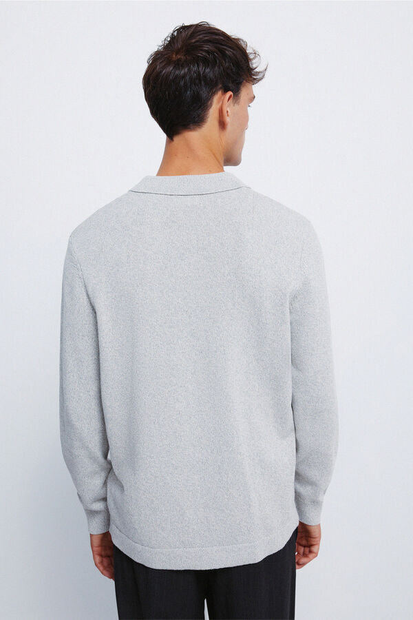 Springfield Jersey de cuello polo con botones gris