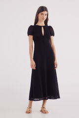Springfield Vestido midi abertura escote negro