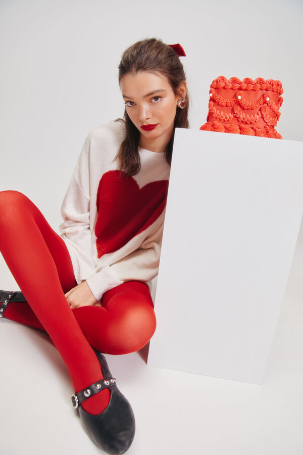 Springfield Suéter corazón intarsia estampado