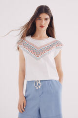 Springfield Playera gráfica lace cuello natural