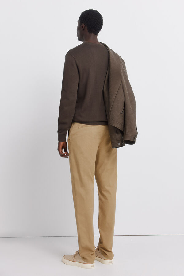 Springfield Pantal&oacute;n microestampado slim fit beige