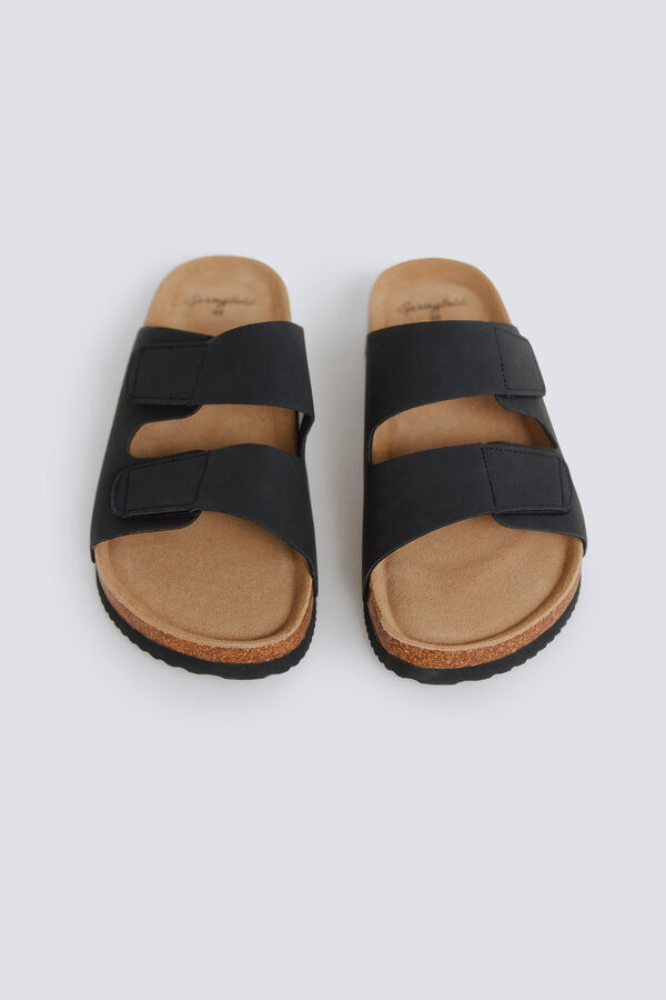 Springfield Sandalia de doble tira con velcro negro