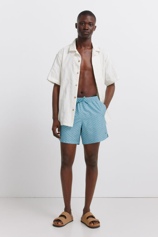 Springfield Traje de ba&ntilde;o estampado de peces azul