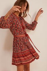 Springfield Vestido Estampado Cenefas &Eacute;tnicas naranja