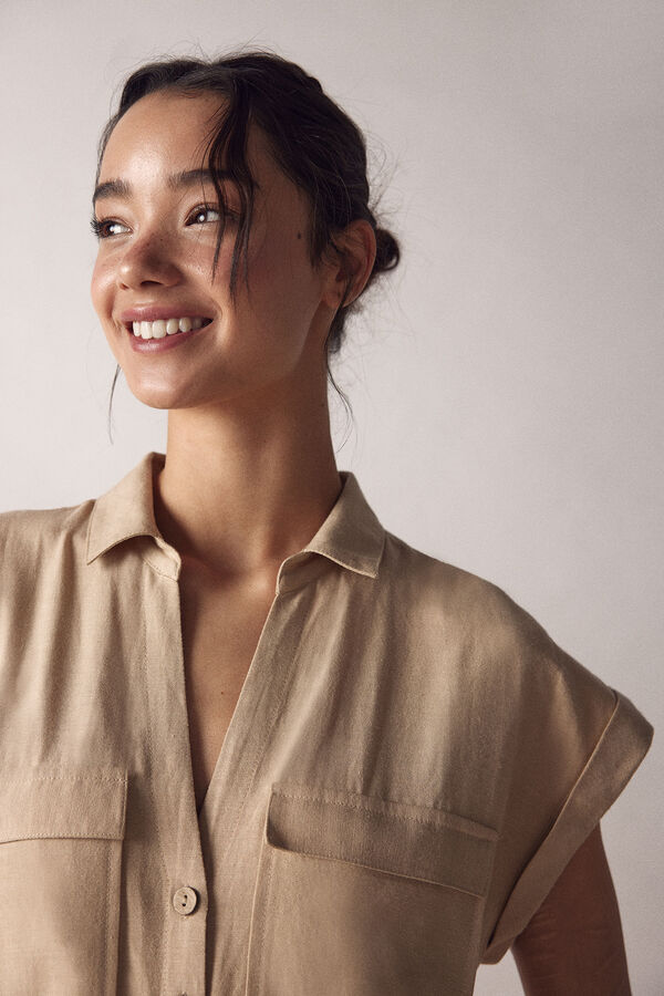 Springfield Jumpsuit camisero lino café