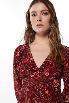 Springfield Vestido midi estampado paisley rojo