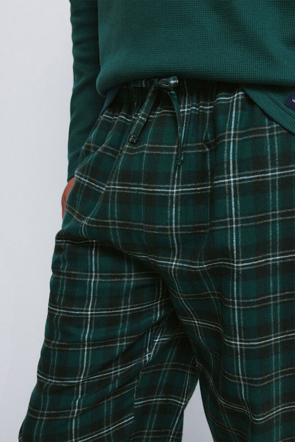 Springfield Pijama larga con pantalón de cuadros verde