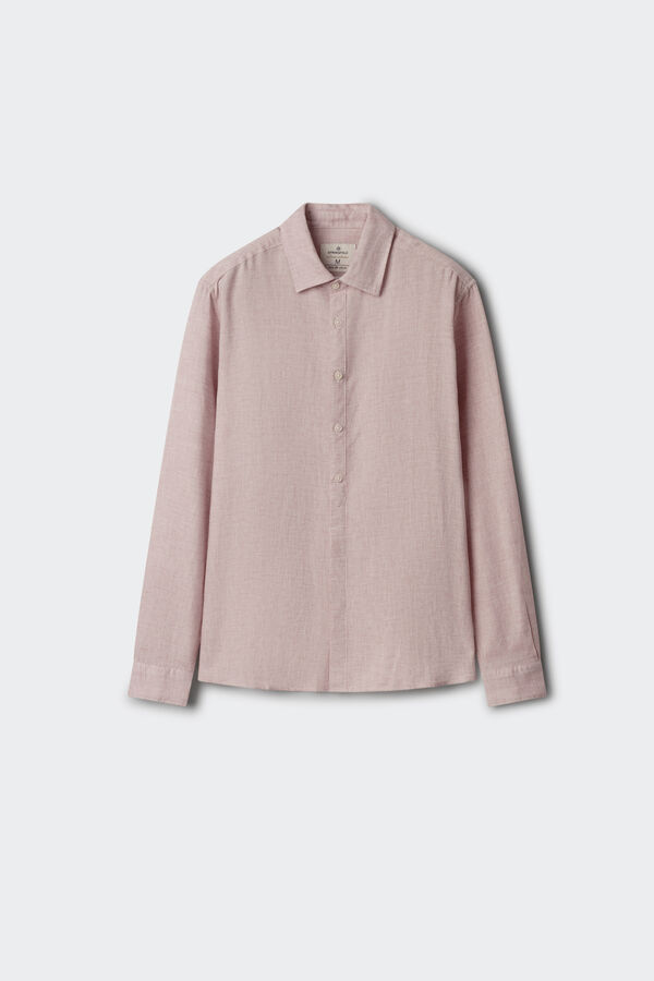 Springfield Camisa fil a fil de lino y viscosa naranja