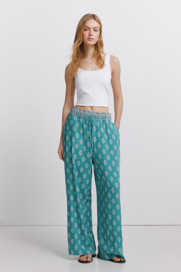 Springfield Pantal&oacute;n estampado r&uacute;stico con cord&oacute;n verde
