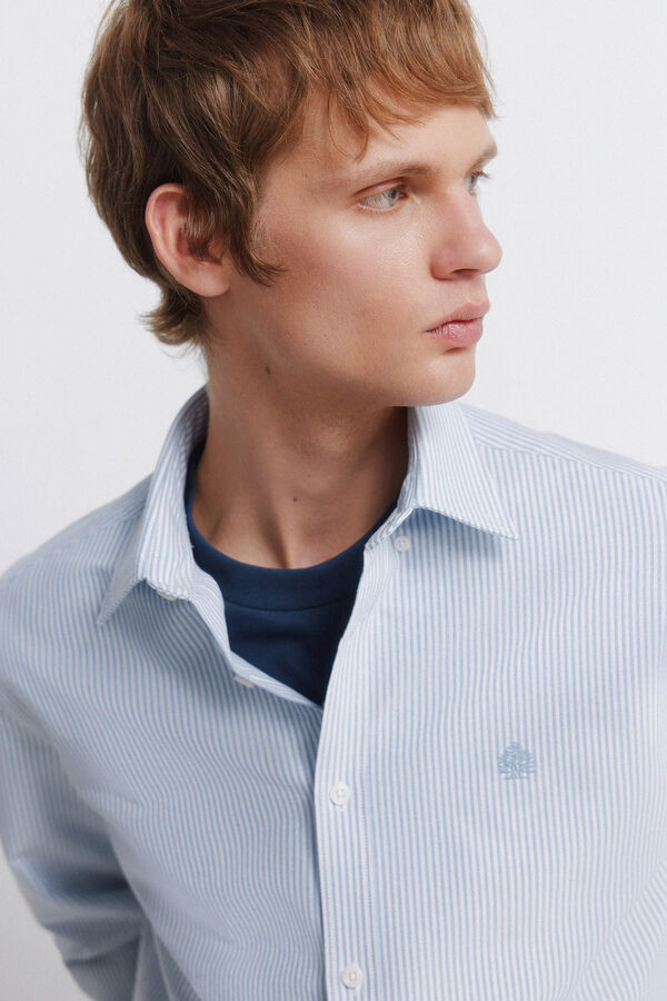 Springfield Camisa oxford a rayas sin arrugas azul