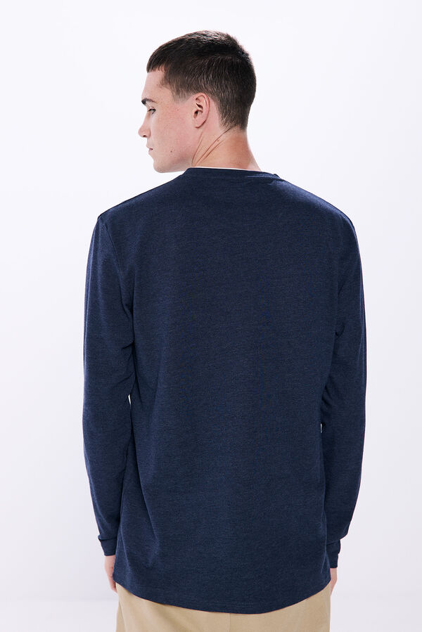 Springfield Playera manga larga doble piqu&eacute; azulado