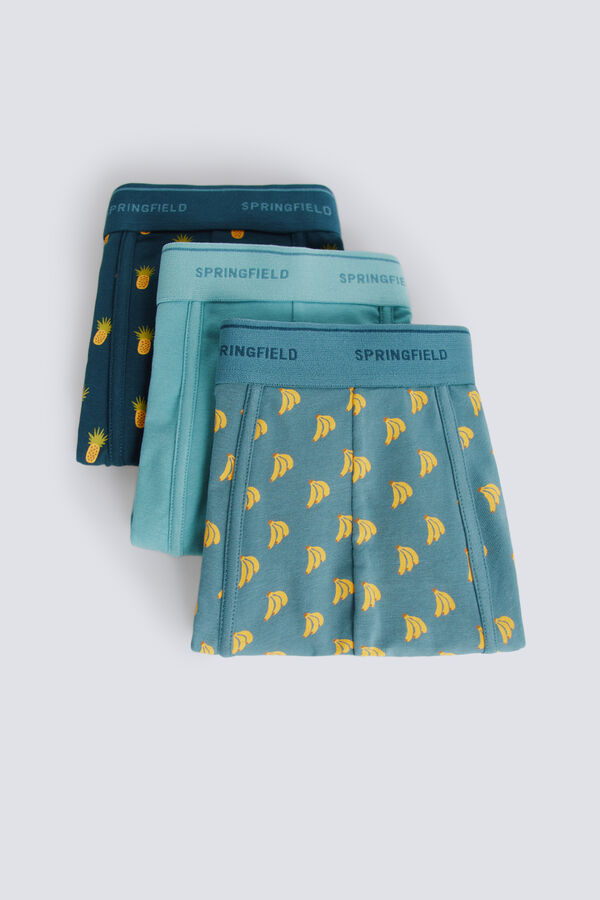 Springfield Paquete de 2 b&oacute;xers con estampado de pi&ntilde;a y pl&aacute;tano azul