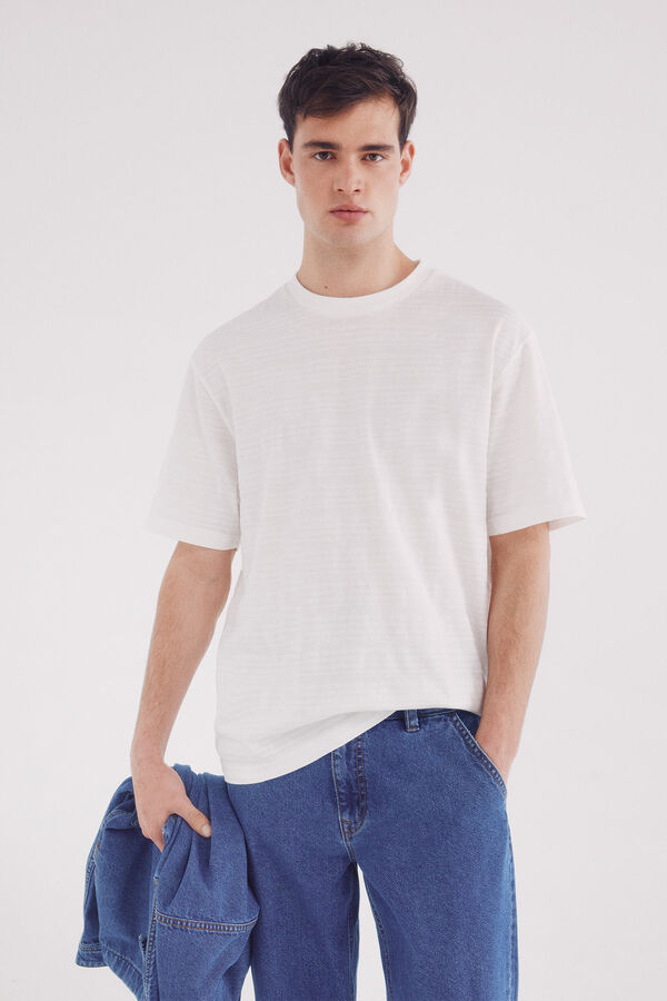 Springfield Playera raya piqué marfil