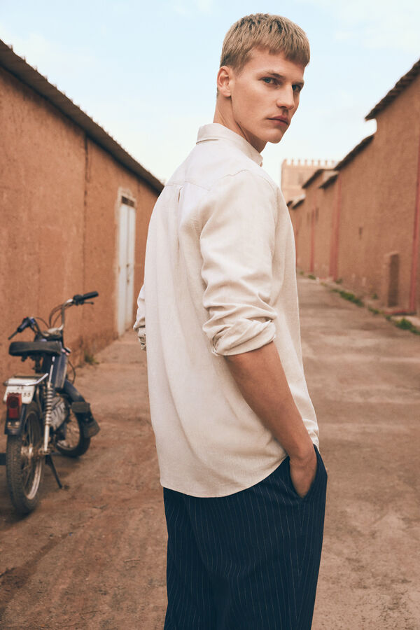 Springfield Camisa lino beige