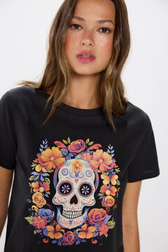 Springfield Playera gráfica "Día de muertos" gris
