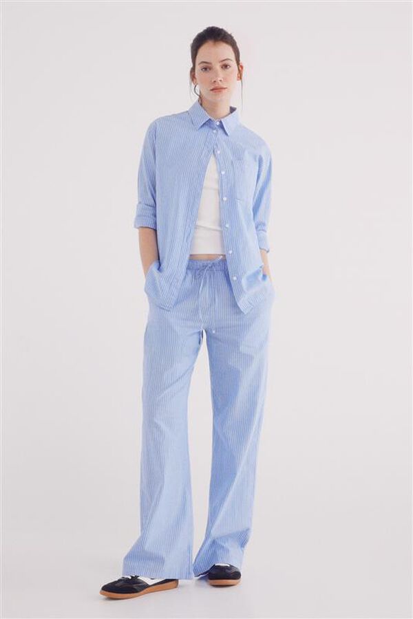 Springfield Pantalón jogger popelín azul indigo
