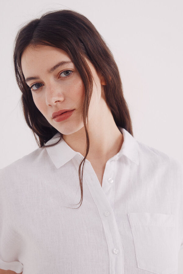 Springfield Camisa manga corta vuelta algodón lino natural