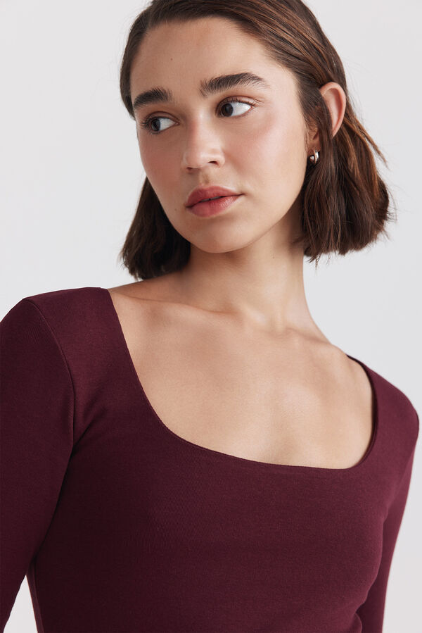 Springfield Playera de cuello cuadrado de algod&oacute;n p&uacute;rpura