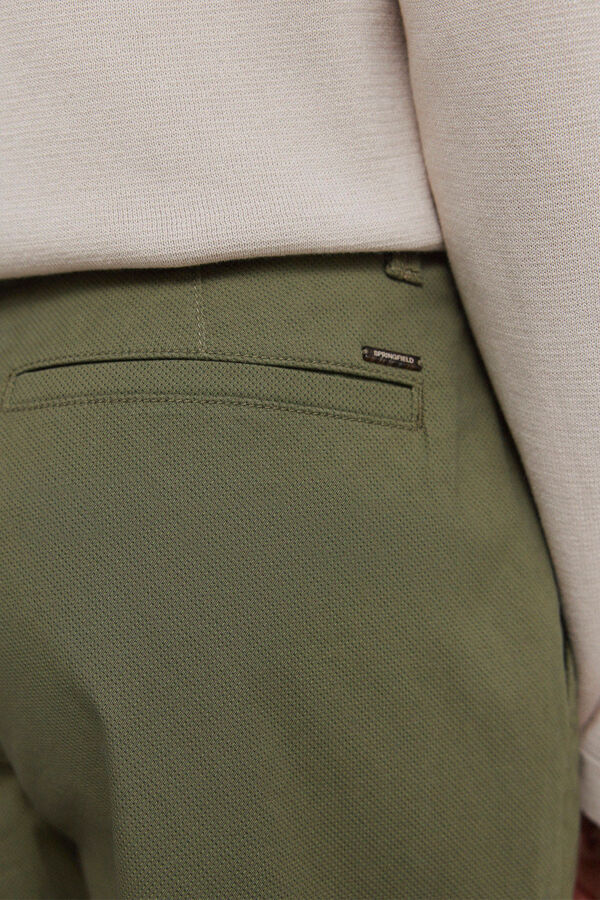 Springfield Pantal&oacute;n chino microestampado slim fit kaki