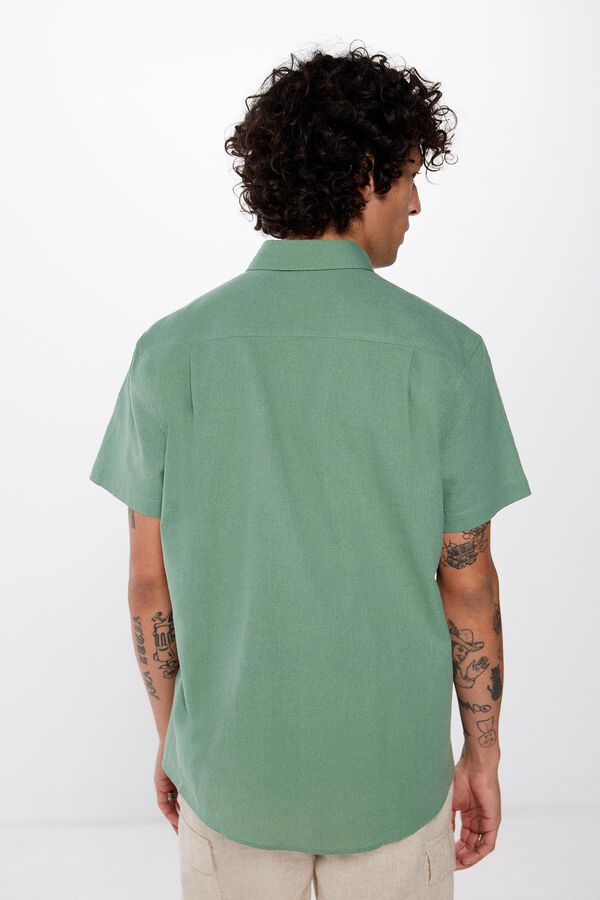 Springfield Camisa manga corta lino verde