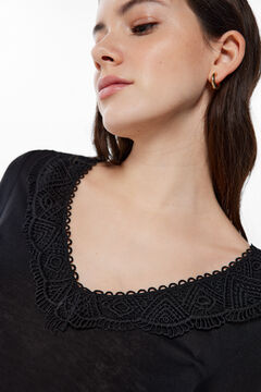 Springfield Playera escote pico lace negro
