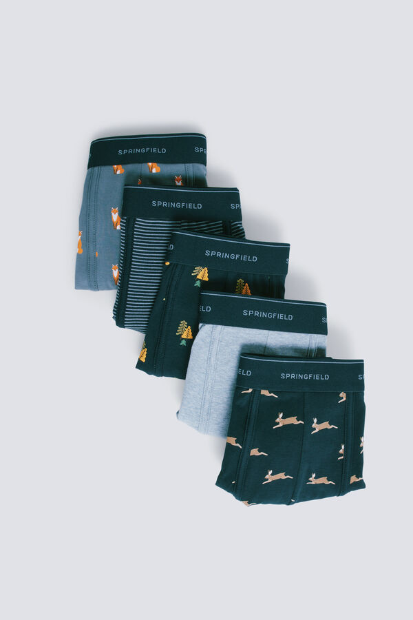 Springfield Pack de 5 boxer de algodón estampados gris